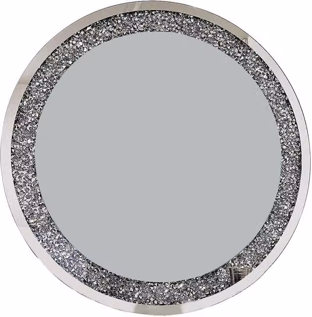 Biznest Large Round Jewel Wall Mirror with Loose Diamante in Silver