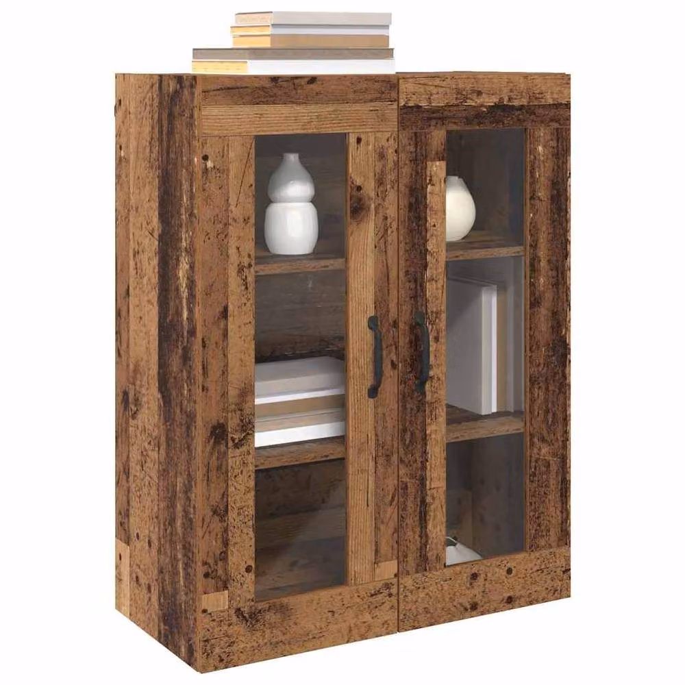 Berkfield Home Modern Hanging Wall Cabinet in Brown with Glass Doors, W/D/H: 69.5 x 34 x 90 cm – 2