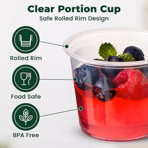 ECONX 1oz Transparent Plastic Portion Pots with Airtight Leakproof Lids, 100 Pack – 4