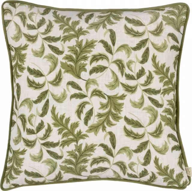 Make it a Home Chatsworth Topiary Piped Square Cushion in Green with Feather Filling