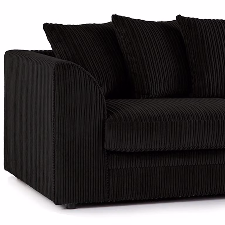 Luxor Living Black Luxor Jumbo Cord Fabric 3 Seater Sofa