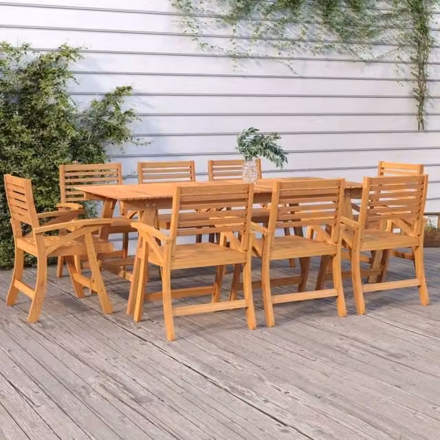 Berkfield Home Extendable Acacia Wood Garden Table in Brown, W: 200 cm, D: 90 cm, H: 75 cm