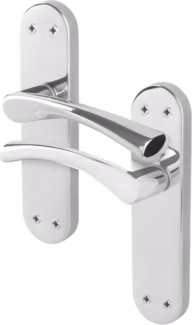 AFIT Chrome Twist Novi Backplate Internal Lever Door Handles, 1 Pair, Metallic Silver, W/D/H: 15.0 x 15.0 x 1.75 cm