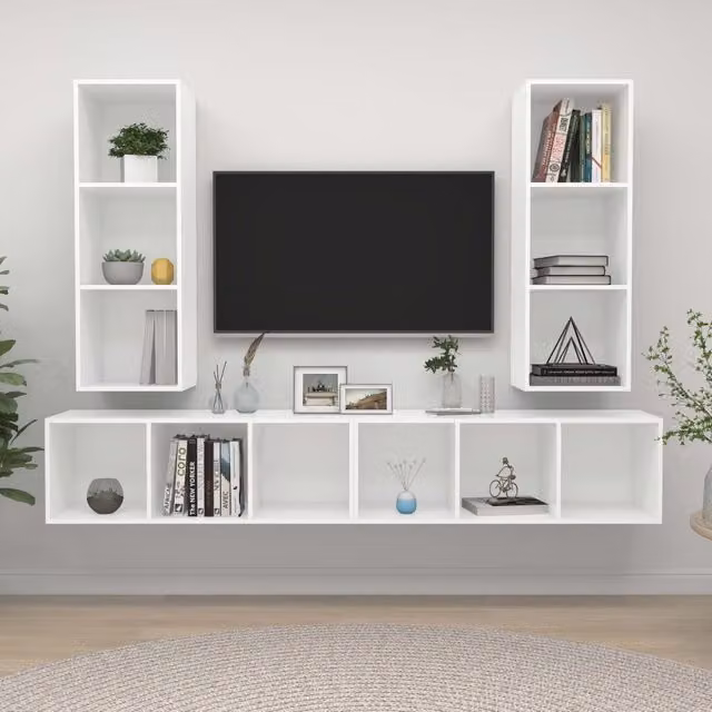 Berkfield Home 4-Piece Wall-Mounted TV Cabinet Set in White Matt Engineered Wood