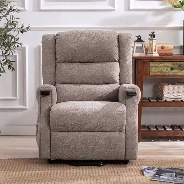 More4Homes Ashfield Single Motor Electric Rise Recliner TV Chair in Brown Fabric