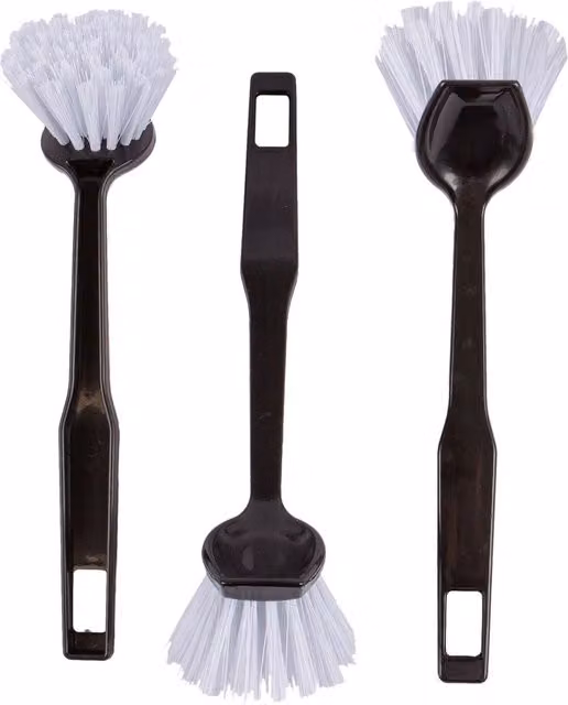 Ashley Wall Mountable Plastic Dish Brushes, Pack of 3, Grey