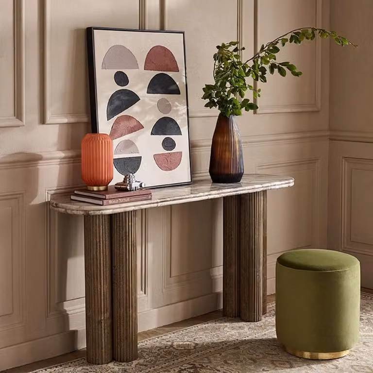 Atkin & Thyme Palazzo Marble Console Table, W/D/H: 150 x 38 x 76 cm