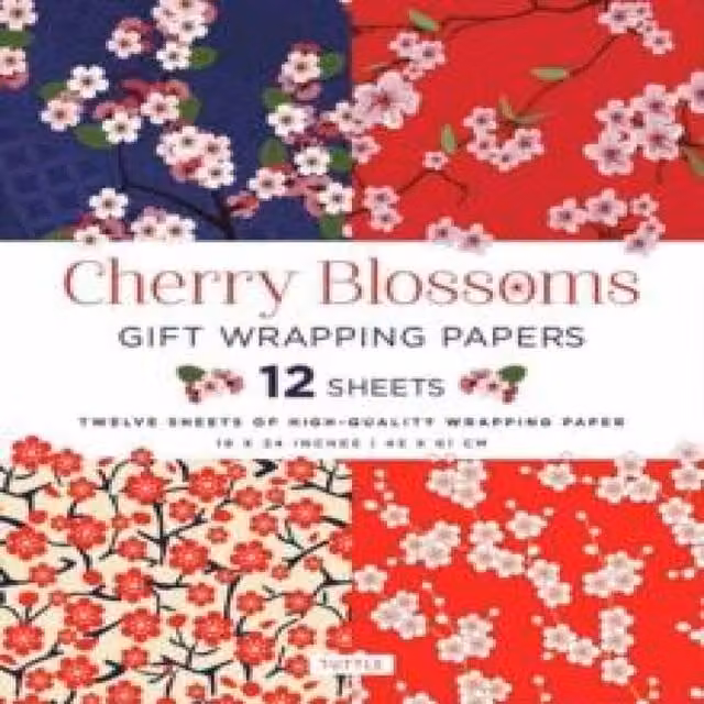 Tuttle Publishing Cherry Blossoms Gift Wrapping Paper, 12 Multicolour Sheets