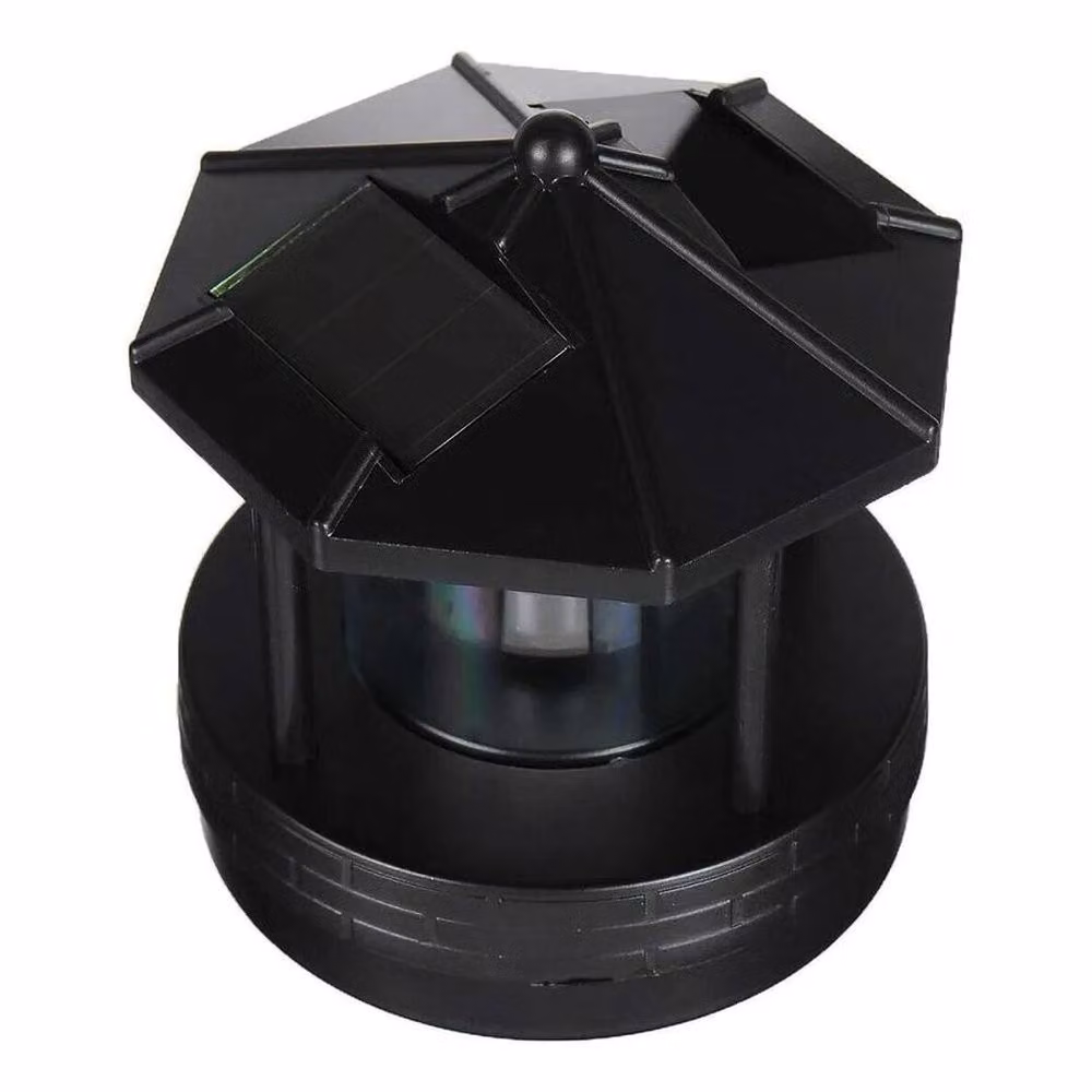 FLAVORA Large Solar Rotating LED Lighthouse Garden Light in Black – 5