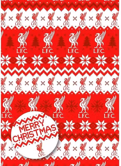 Liverpool FC Christmas Gift Wrap Sheets in Red and White