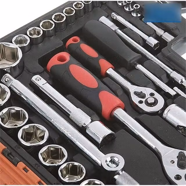 SPETLEK 94-Piece 1/4 and 1/2 Inch Socket Ratchet and Screwdriver Bit Set with Case, Multicolour