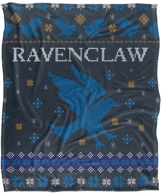LOGOVISION Harry Potter Ravenclaw Ugly Christmas Sweater Super Soft Fleece Throw Blanket, Multicolour, W/D/H: 152 x 127 x 1 cm