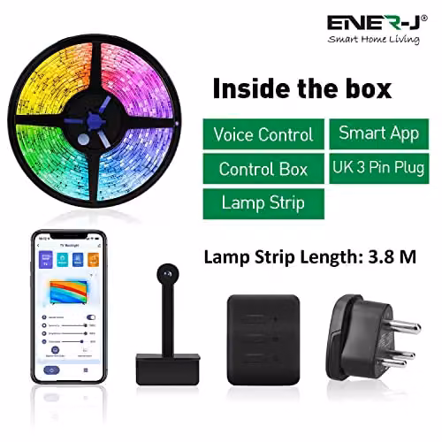 ENERJ RGBIC Immersion LED TV Backlights with Camera, Multicolour WiFi Lighting for 55-65 inch TVs and Gaming PCs, Compatible with Alexa and Google Assistant – 3