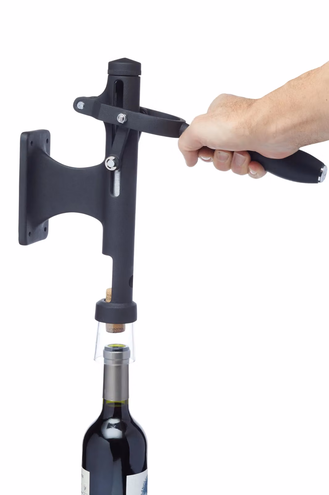 BarCraft Deluxe Wall Mounted Lever Corkscrew in Black Metal – 3