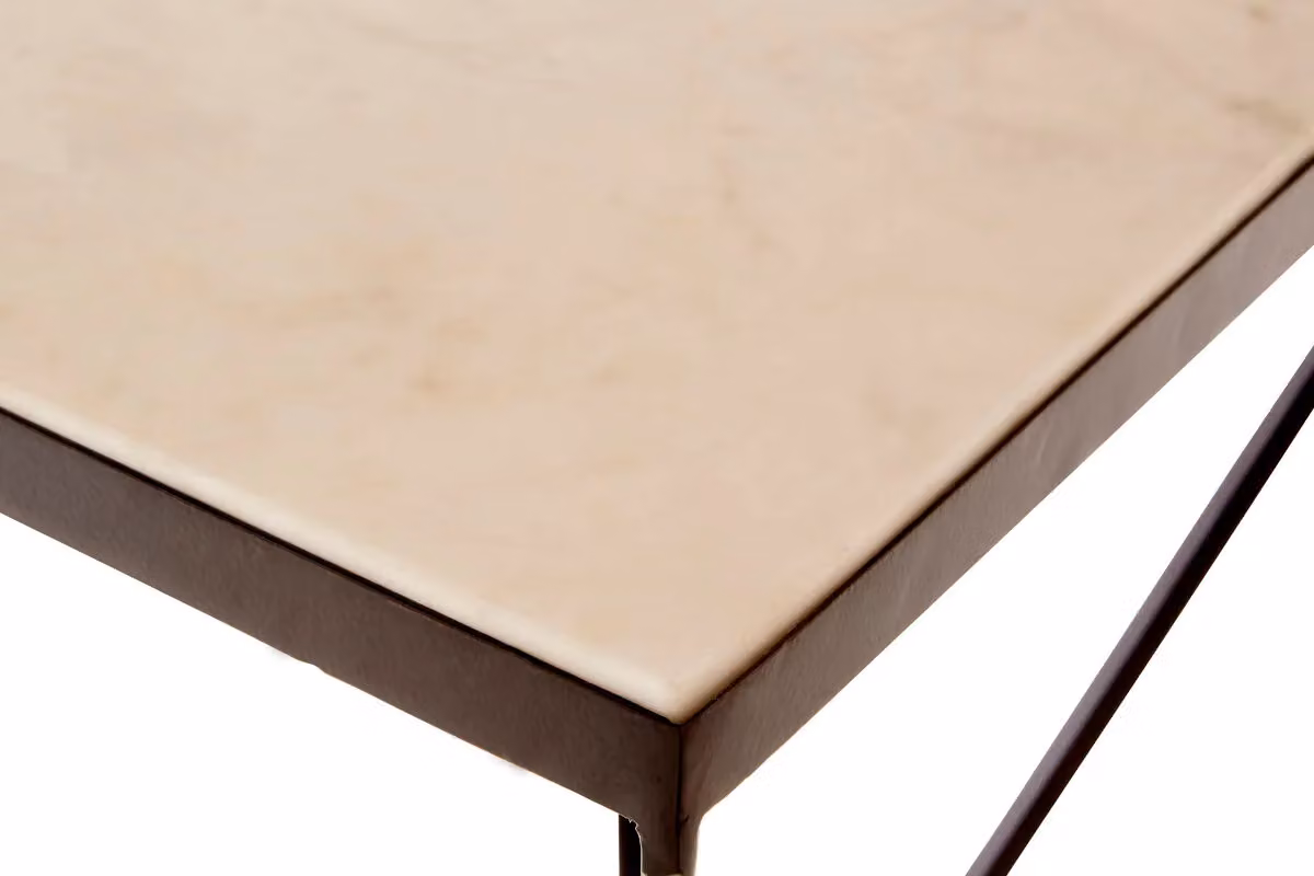 Orsina Shalimar Trapezoid Side Table in Brown Marble and Metal – 4