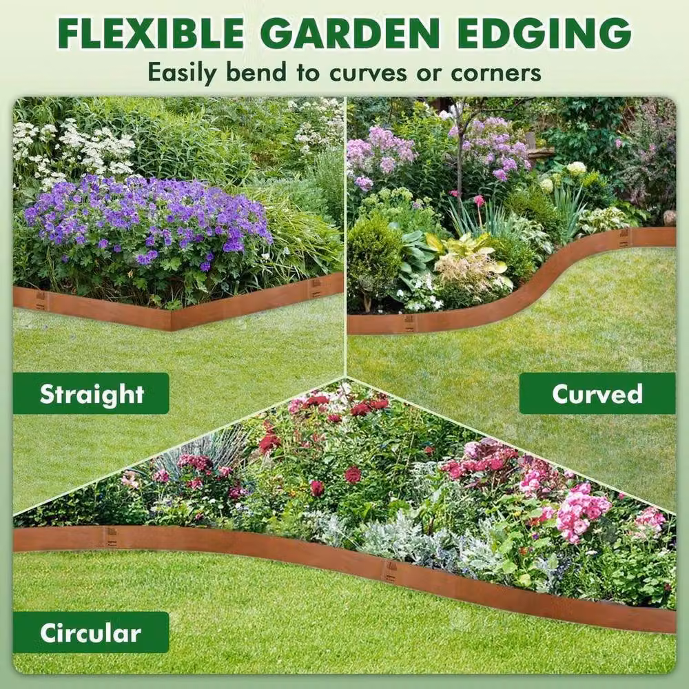 SPETLEK 5-Piece Steel Flexible Lawn Edging Set in Brown – 4
