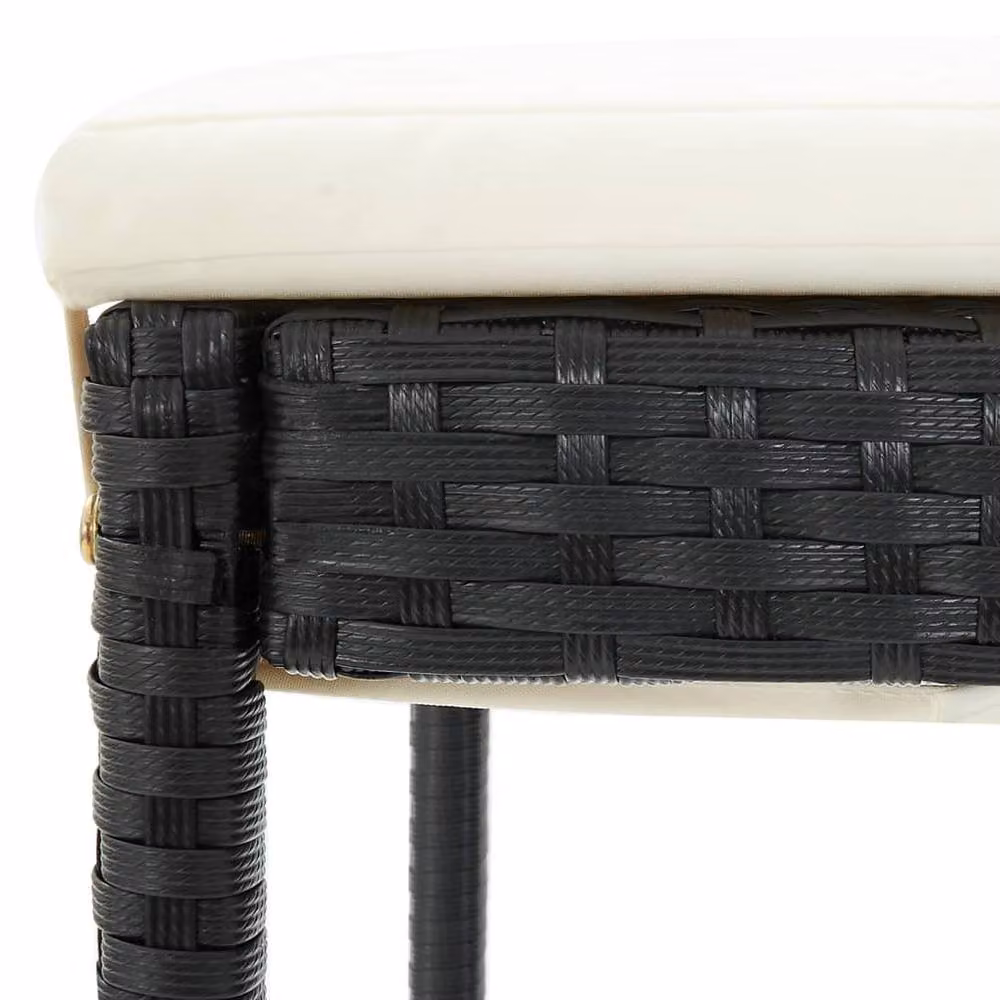 Berkfield Home Elegant 5 Piece Poly Rattan Garden Bar Set with Cushions in Black and Cream – 2