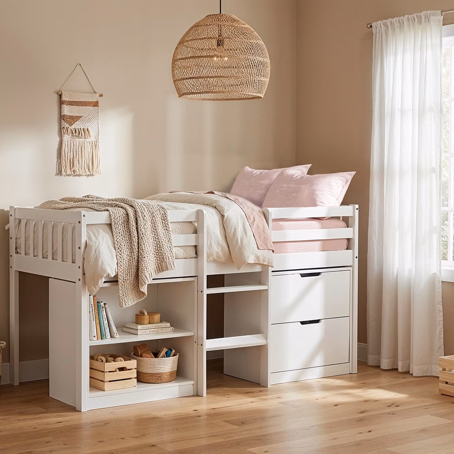 Mira Sleepstation Single Cabin Bed in White with Stairs and Drawers, Solid Pine Wood, W/D/H: 90 x 190 cm – 2
