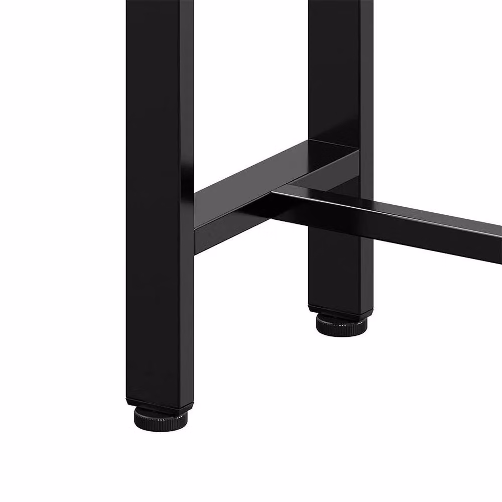 PAWNORA 2 Tier Industrial Console Table with Black Metal Frame and Brown MDF Laminate Top – 3