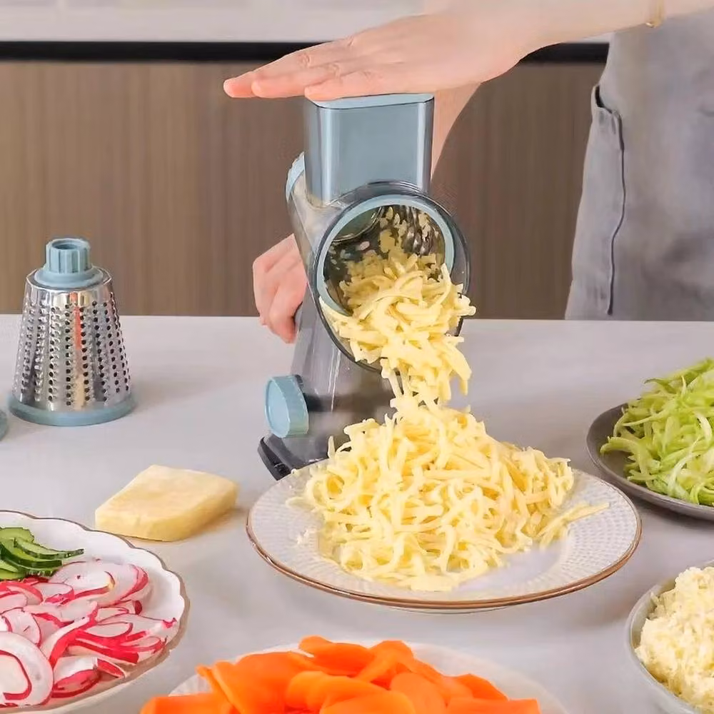 NESTLUNE Green 3 in 1 Rotary Vegetable and Cheese Grater with Multiple Blades – 5
