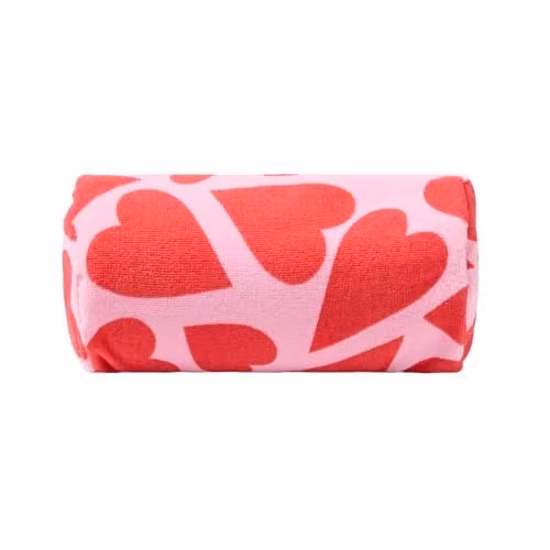 OHS Hearts Inflatable Bolster Pillow with Removable Microfibre Cover in Pink and Red