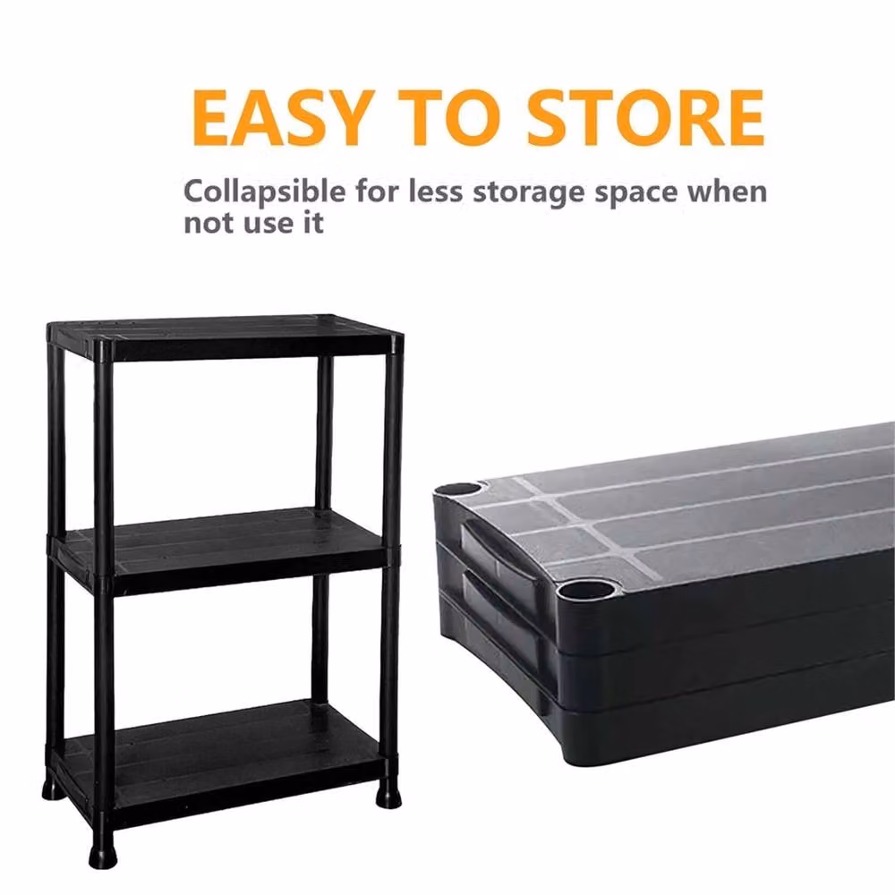 Nordara 3 Tier Black Plastic Freestanding Home Storage Shelving – 4