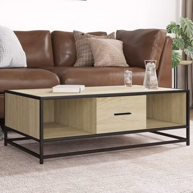 Berkfield Home Sonoma Oak Coffee Table in Brown, W/D/H: 100 x 57 x 35 cm