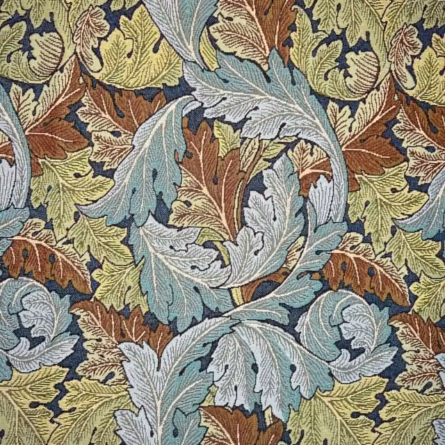 William Morris Acanthus Tapestry Fabric in Blue and Multicolour