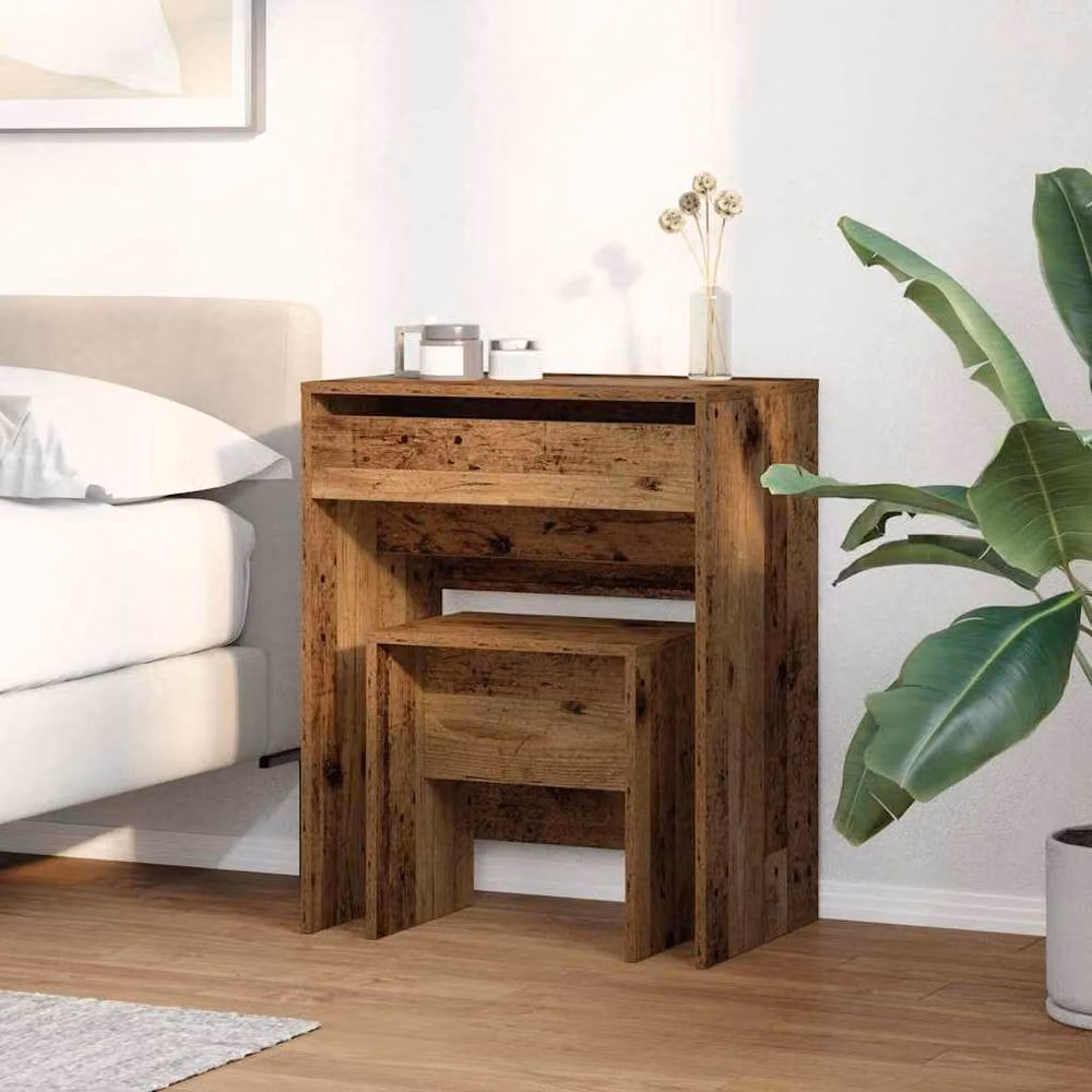 Berkfield Home Rustic Dressing Table with Mirror in Brown Engineered Wood