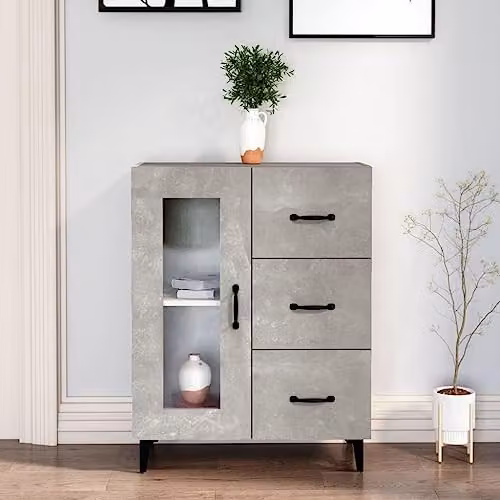 vidaXL Modern Sideboard in Concrete Grey, W/D/H: 69.5 x 34 x 90 cm – 2