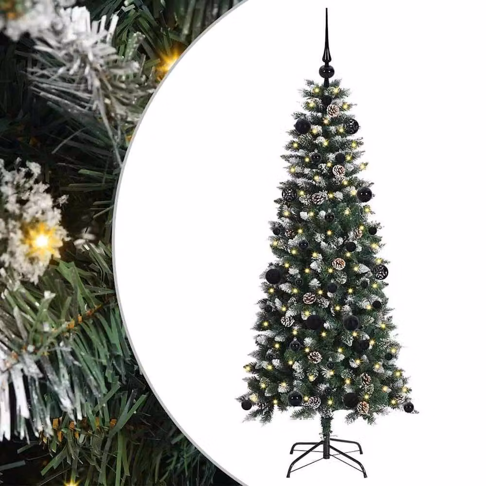 Berkfield Home Artificial Christmas Tree with 150 LEDs, Green, H x W x D: 150 x 66 x 66 cm – 2