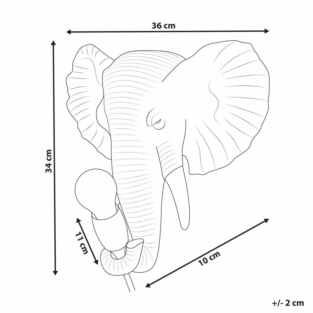 Wyld and Coco Gold Elephant Polyresin Wall Lamp for Bedside Reading – 3