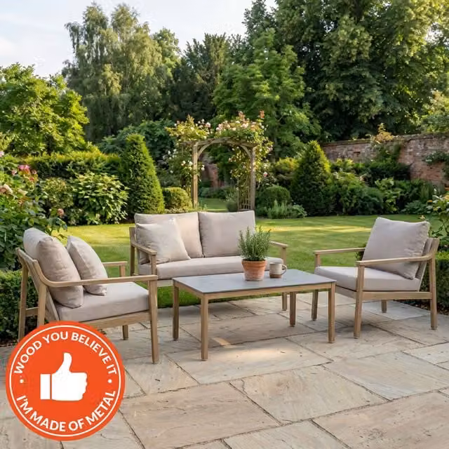 Malay Modern Garden Sofa Set in Beige with Aluminium and Metal Frame
