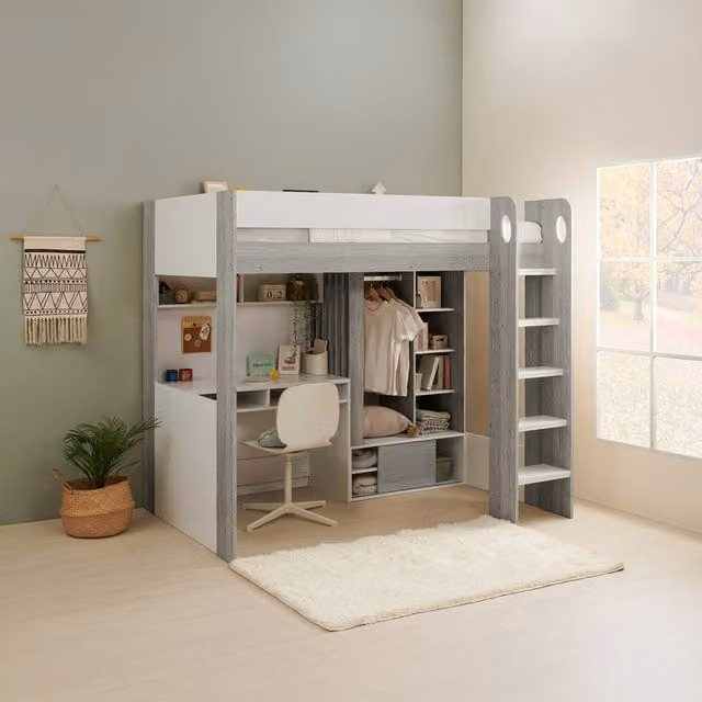 Hampton High Sleeper Single Bed Frame in Grey