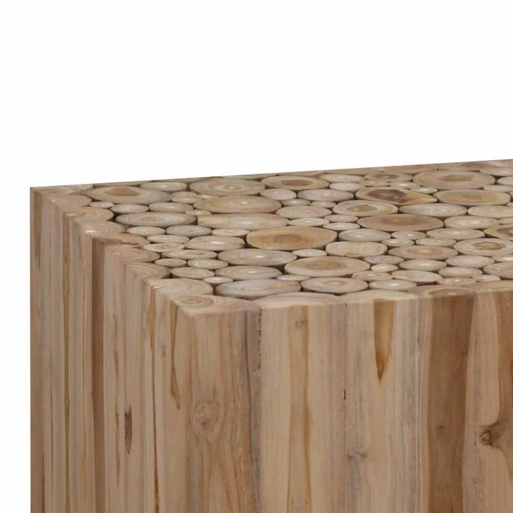 Berkfield Home Rustic Genuine Teak Coffee Table in Brown, W/D/H: 50 x 50 x 35 cm – 2