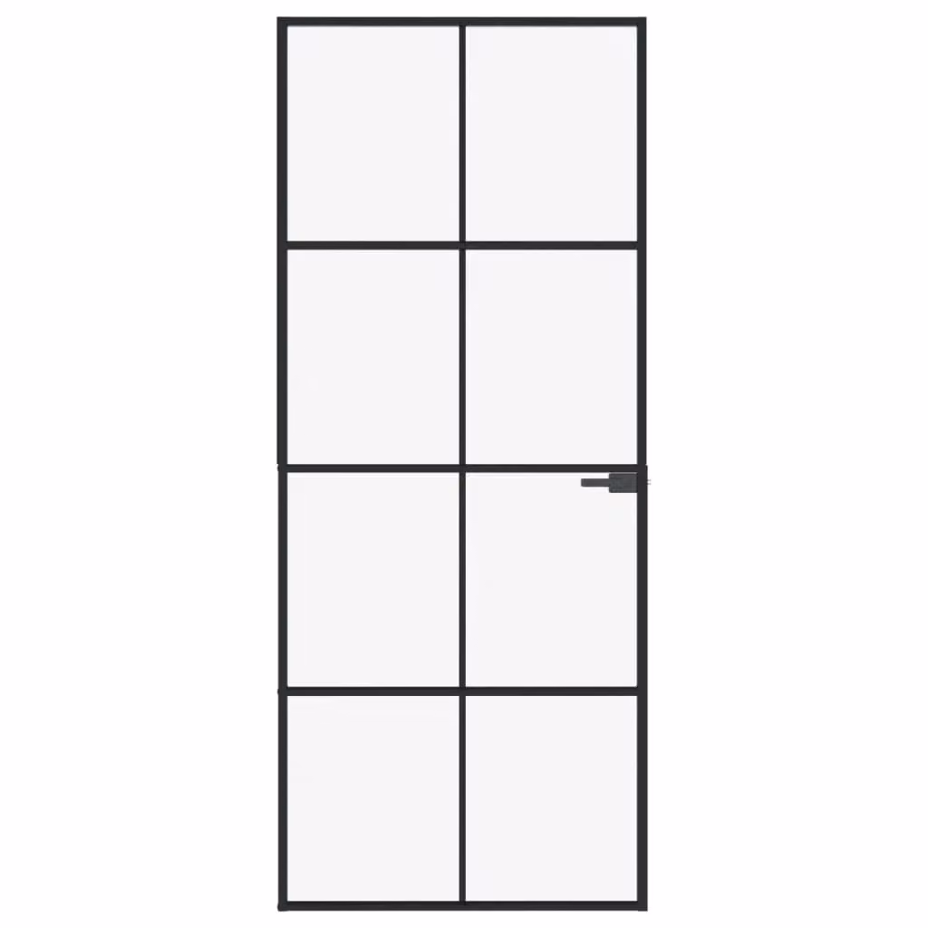 Berkfield Modern Interior Door in Black with Tempered Glass and Aluminium, W: 83 cm, H: 201.5 cm – 2