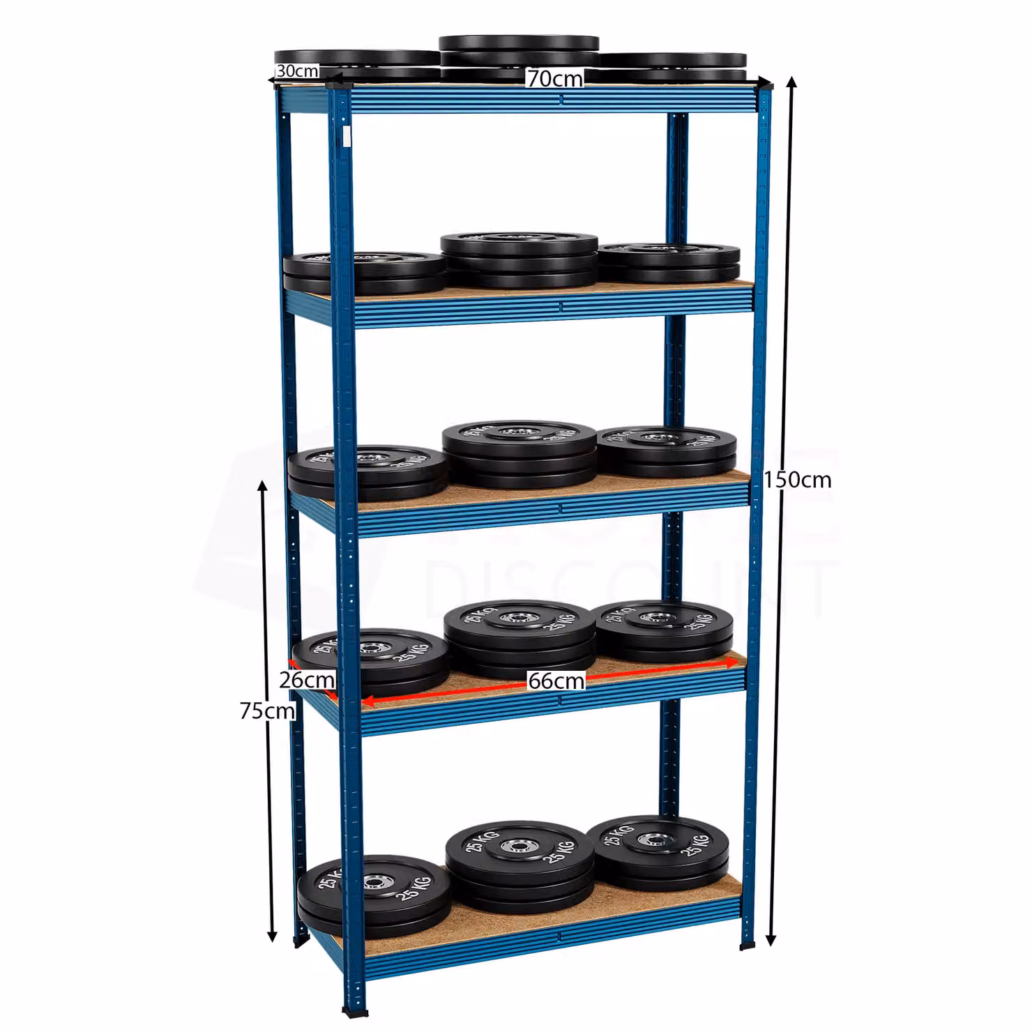 Home Discount Home Vida 5 Tier Garage Storage Shelf in Blue, W/D/H: 150 x 70 x 30 cm – 2