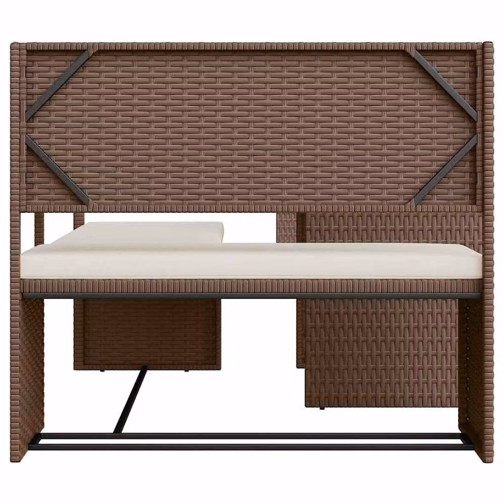 Berkfield Home L-Shaped Brown Poly Rattan Garden Sofa Set with Cushions and Coffee Table – 3