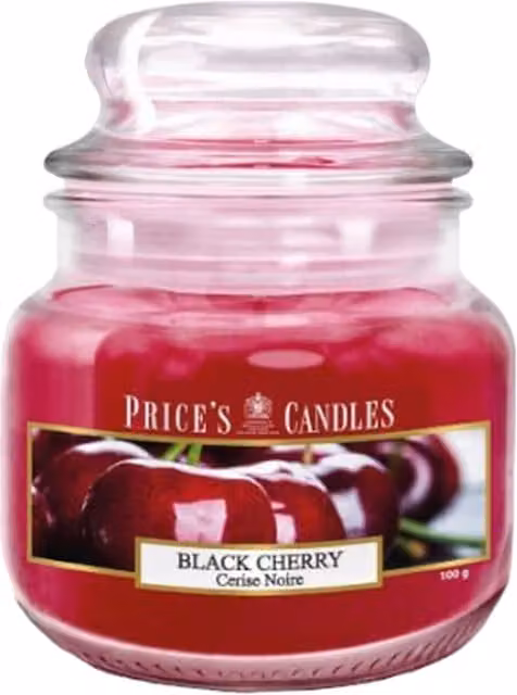 Price's Candles Black Cherry Scented Jar Candle in Pink and Red