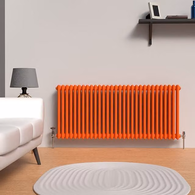 Lux Heat Horizontal Column Radiator in Sunburst Orange, W: 60 cm, H: 137 cm