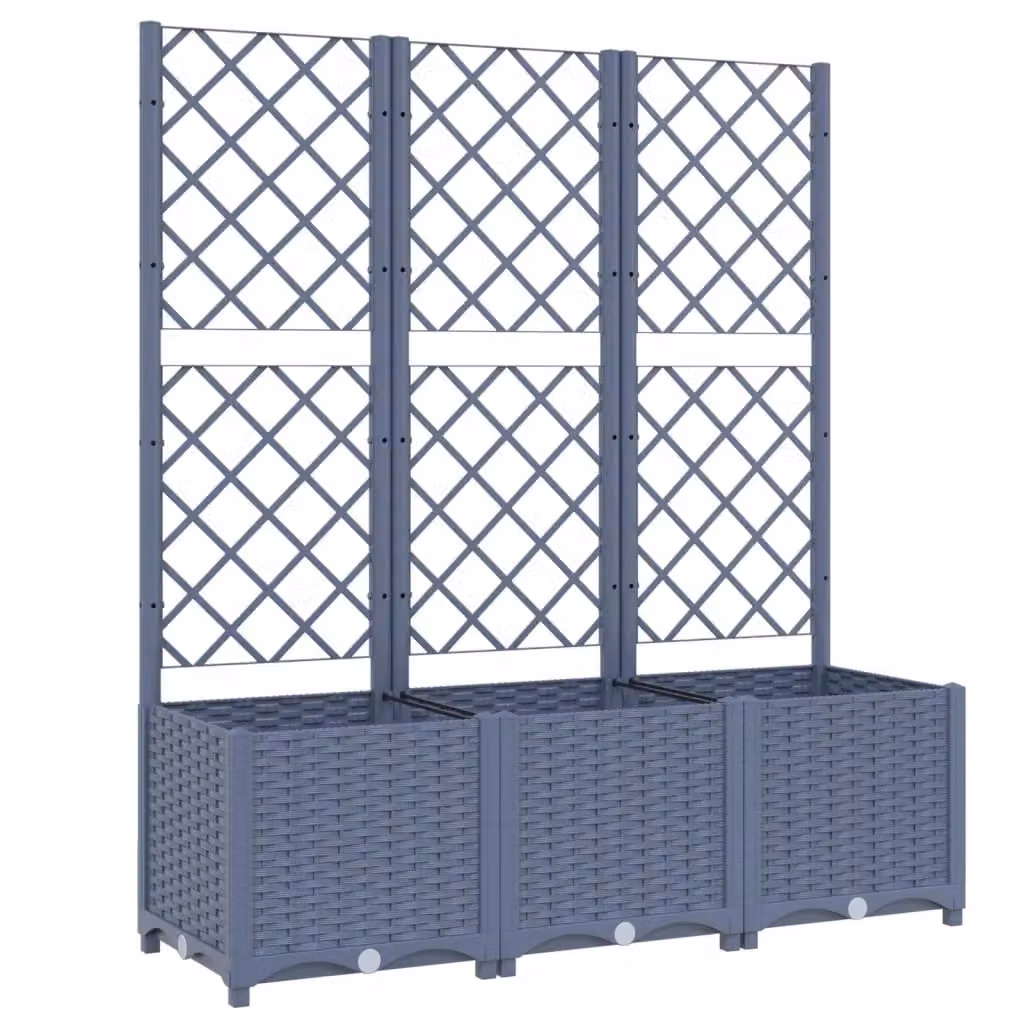 Berkfield Home Garden Planter with Trellis in Dark Grey, W/D/H: 120 x 40 x 136 cm – 2