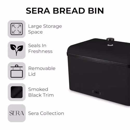 Tower Sera Airtight Bread Bin in Black and Stainless Steel – 2