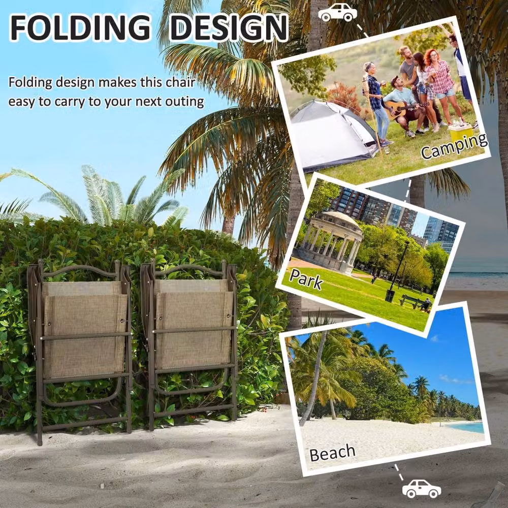 Wyld Haus Hazivi Set of 2 Brown Powder Coated Metal Mesh Folding Chairs – 3