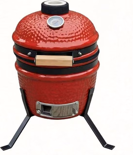 Alivio Ceramic Kamado Charcoal BBQ Grill and Smoker with Thermometer in Red – 1
