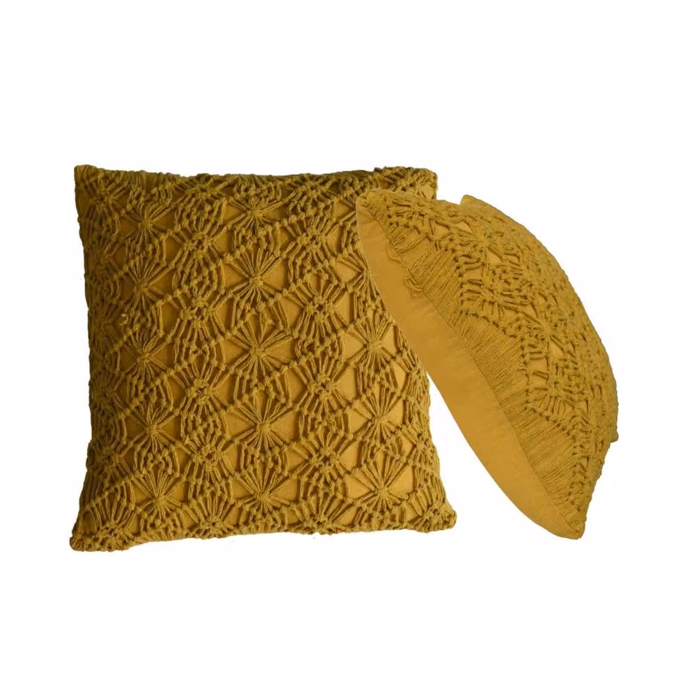 Wyld Haus Hautvillers Set of 2 Handwoven Yellow Cushion Covers, W/D/H: 45 x 45 x 45 cm – 3