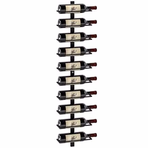 HOMCOM Wall Mounted Metal Wine Rack for 10 Bottles, Black