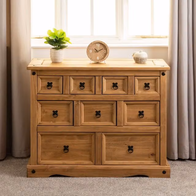 Seconique Corona 9 Drawer Merchant Chest of Drawers in Waxed Pine – 3