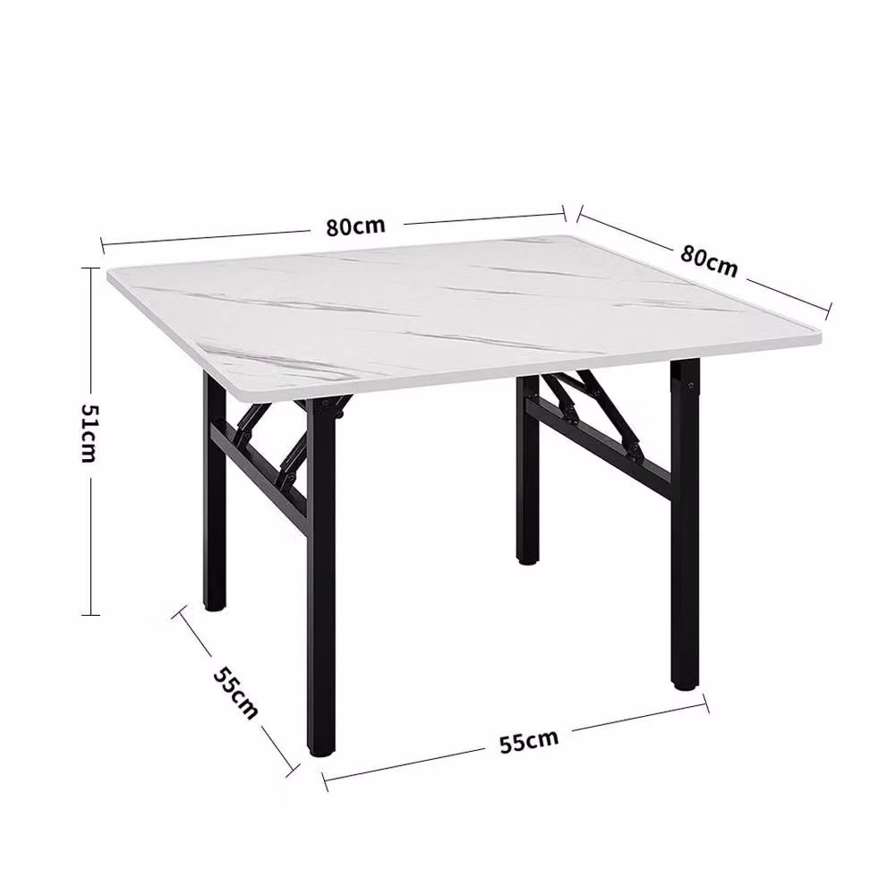 FLAVORA White Marble Effect Round Folding Dining Table – 2