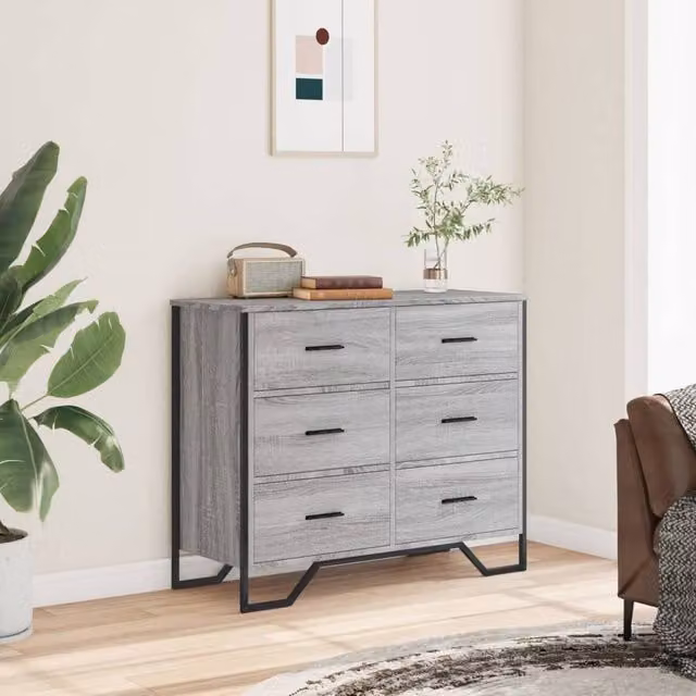 Berkfield Home Decorative Chest of Drawers in Grey Sonoma, W: 91 cm, D: 35.5 cm, H: 74.5 cm