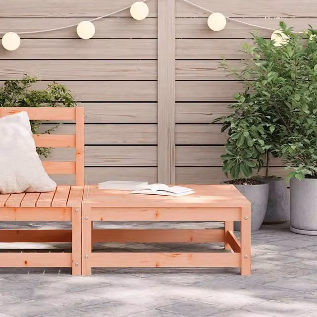 Berkfield Home Beautiful Garden Footstool in Natural Solid Douglas Wood, W/D/H: 70 x 70 x 30 cm
